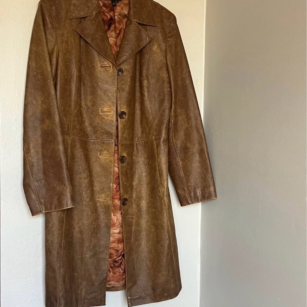 Brown Genuine Leather Women's Coat